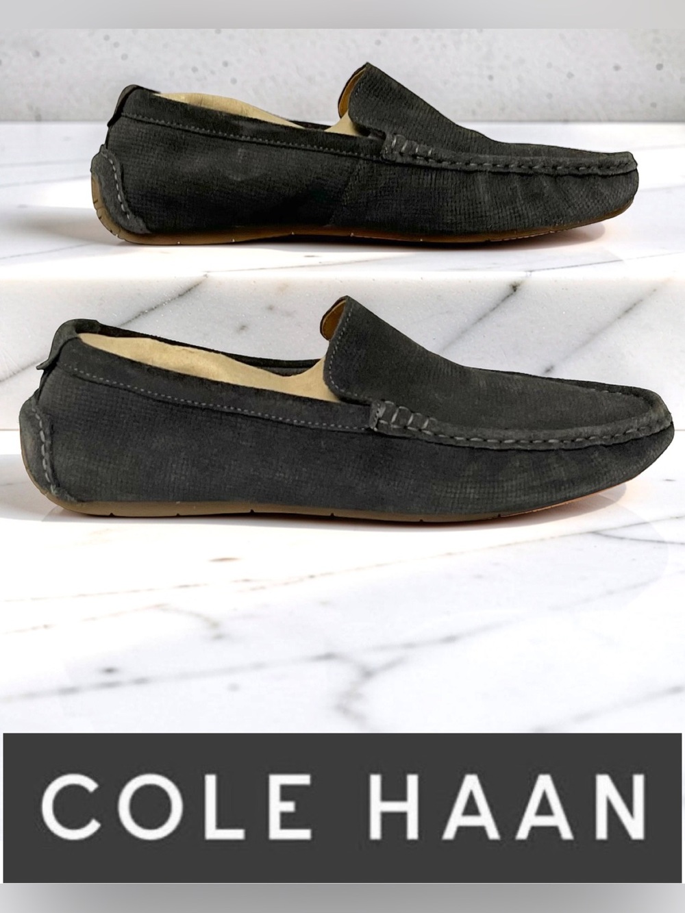 Men’s Cole Haan Gray Somerset Suede Venetian Driving Loafer | Size 11
